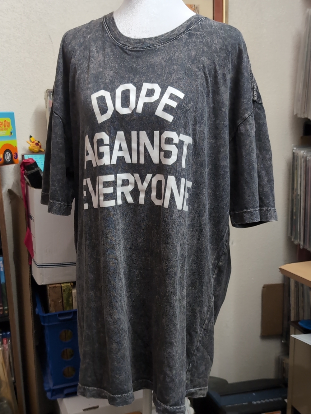 DOPE Mineral Wash Black Graphic Tee with White Label Print 2xl XXL